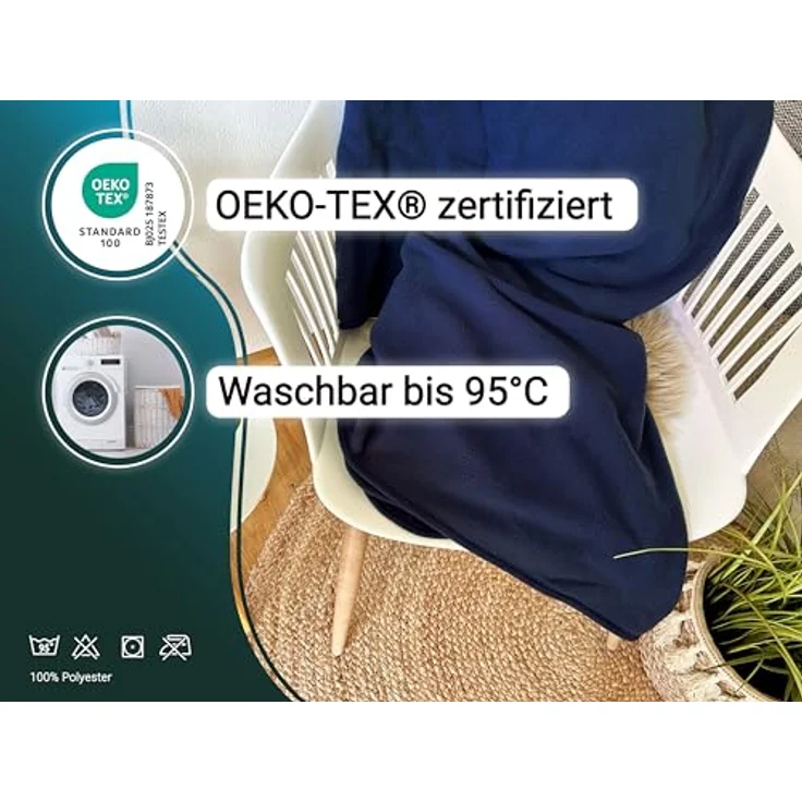 Zollner Kuscheldecke, Dunkelblau, 130x170 cm, 100 % Polyester, waschbar bis 95 °C – Bild 2