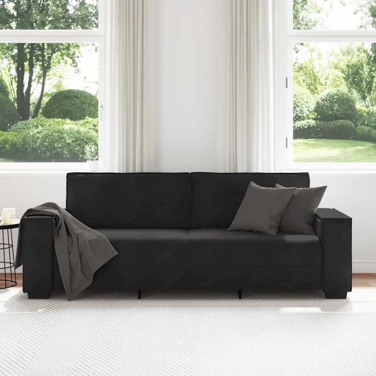 vidaXL 3-Sitzer-Sofa Schwarz 220x78x84 cm Samt 4105035 – Bild 3