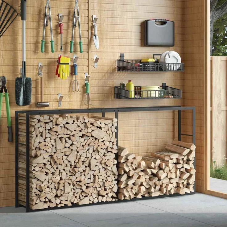 vidaXL Brennholzregal Schwarz 100x30x209 cm Stahl 4018469 – Bild 3