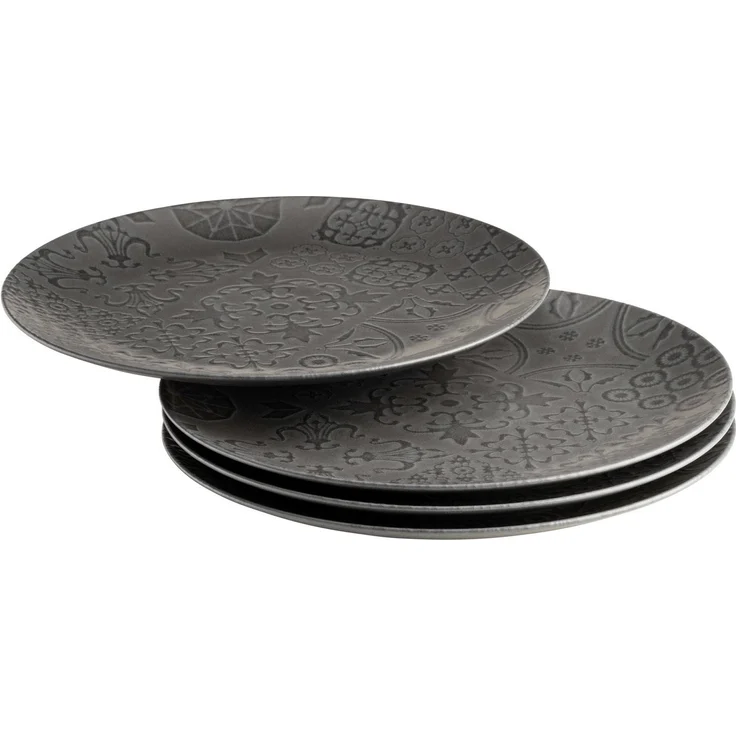 Große runde Platzteller in modernem Vintage Stil, Deko-Teller aus Keramik im 4er Set, ideal auch als Pizzateller und Servierteller, mit Matt-Finish – Bild 4