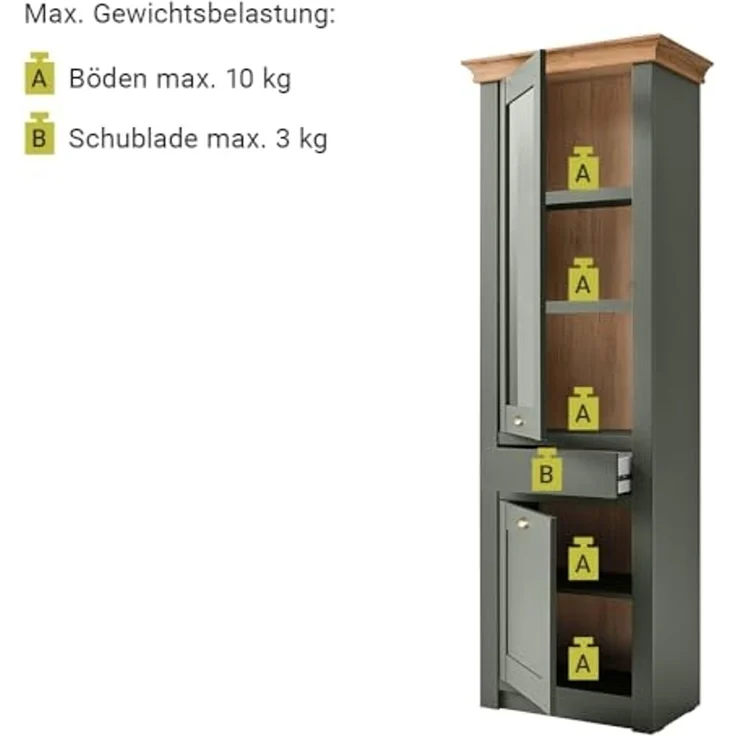 Lomadox Wohnwand CINCINNATI-61, (6-St), grün mit Wotan Eiche mit Beleuchtung 328/207/45cm – Bild 6
