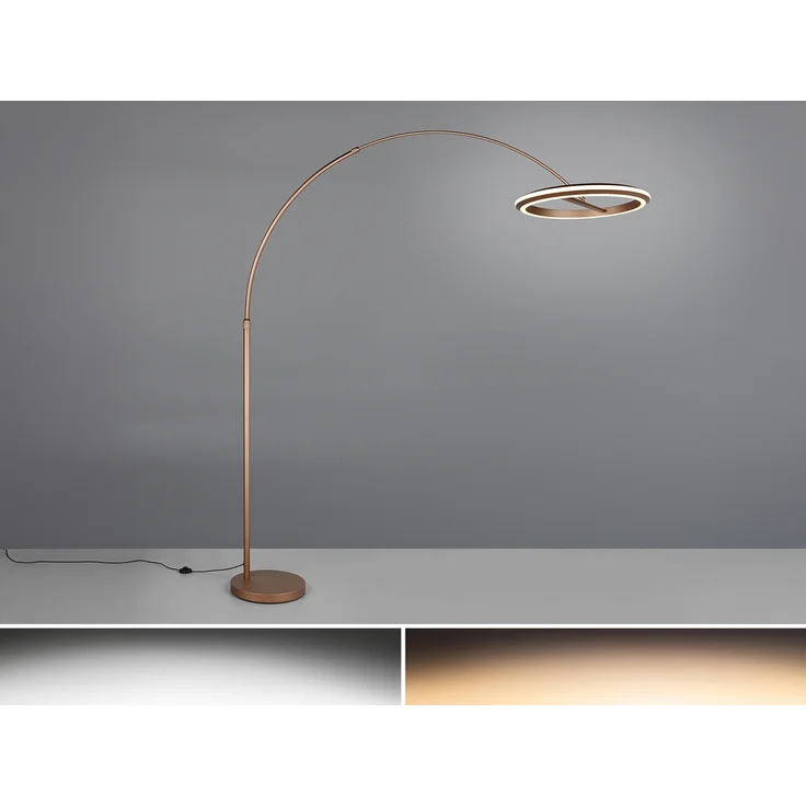 Große LED Bogenlampe AMADOR dimmbar aus Metall Coffee, Höhe 205cm – Bild 3