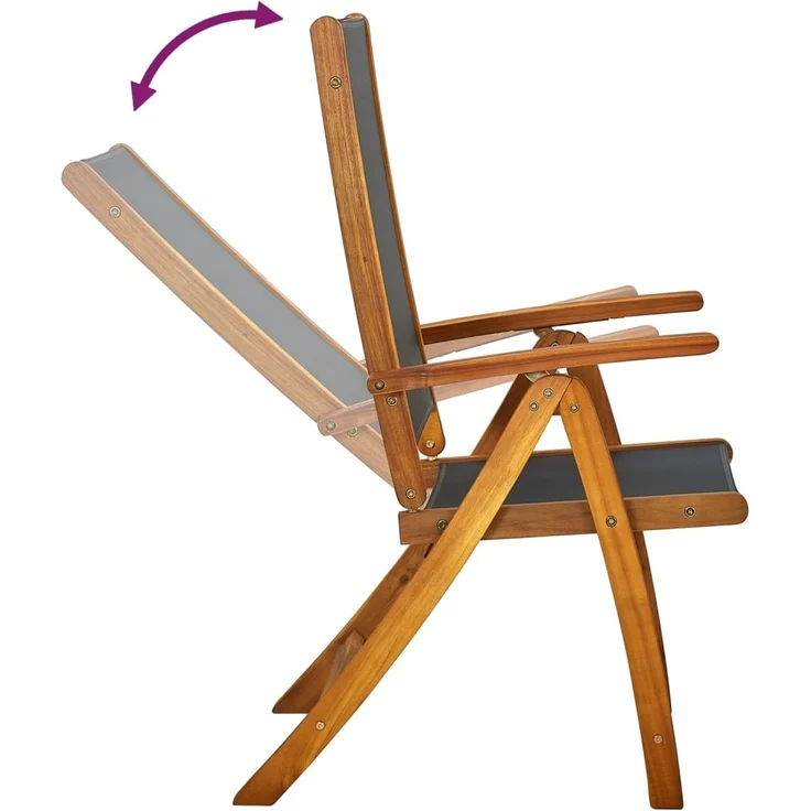 vidaXL Gartenstühle 4 Stk. Klappbar Massivholz Akazie und Textilene 3120454 – Bild 5