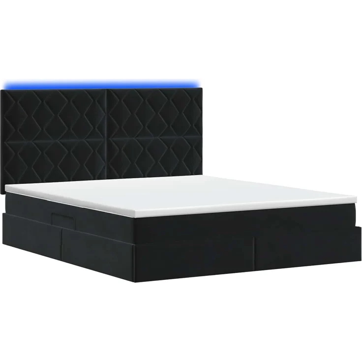 vidaXL LED-Speicherbett mit Matratze Schwarz 180 x 200 cm Samt 3460208 – Bild 9