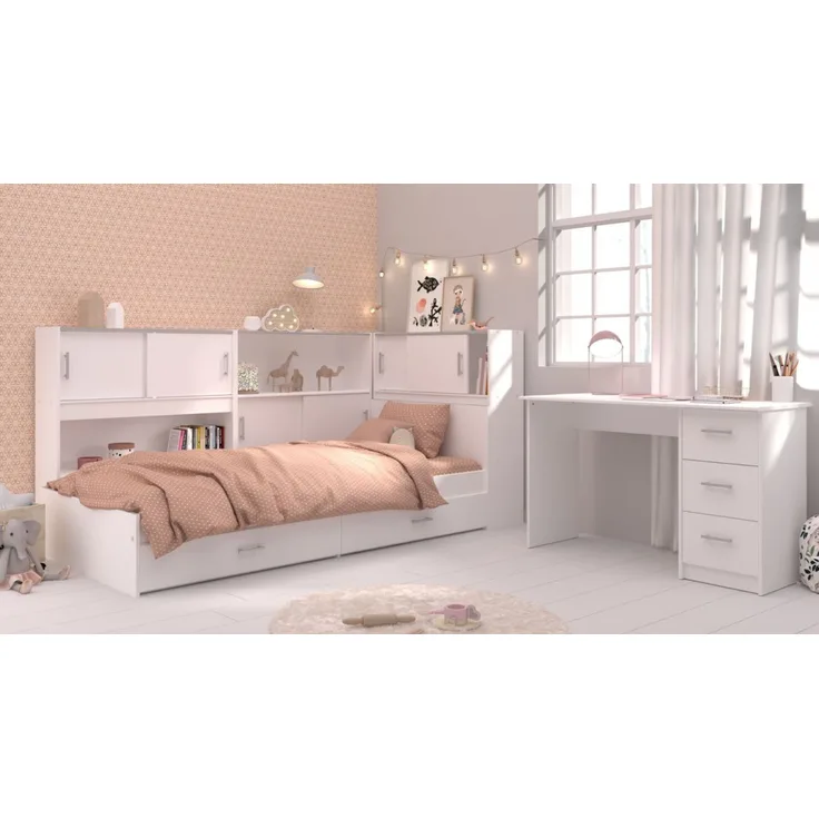 Parisot Kinderzimmer Snoop in weiß Jugendzimmer mit Stauraumbett