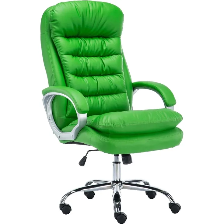 DELUKE® Bürostuhl SOUK - 116x68x77, Grün Kunstleder Metall in Chromoptik Gestell ergonomische Bürostühle Homeoffice Stuhl mit Rollen