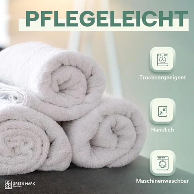 NatureMark 8er Spar-Pack Frottier Handtücher, Handtuch-Set, 50x100 cm, Weiß, 100% Baumwolle – Bild 8