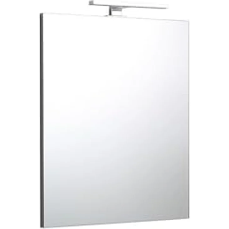 KIAMAMI VALENTINA Badezimmerspiegel 60x70 cm umkehrbar mit verchromter LED-Lampe und grauem ABS-Rahmen – Bild 3