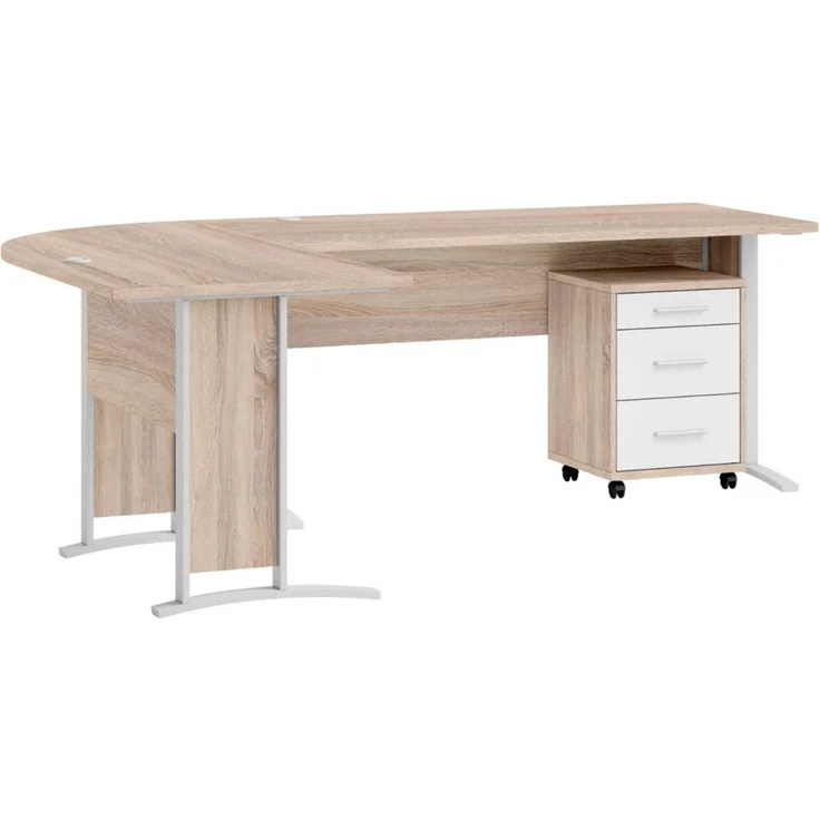 moebel-dich-auf Büromöbel-Set OFFICE LINE, (Komplett-Set, 8-tlg, Winkelschreibtisch mit Rollcontainer + 2 Aktenschränke + 4 Aktenregale), in Eiche Sonoma / Weiß – Bild 3