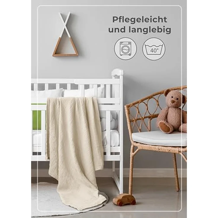 Babydecke Premium Musselin Babydecke 4-lagige Decke aus 100% Baumwolle, Laynenburg, Musselin Babydecke, Kuscheldecke oder Schlafdecke, Pucktuch, Spucktuch – Bild 8