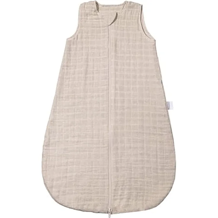 Makian Musselin-Schlafsack, atmungsaktiv und hautsympathisch, beige, Gr. 110 cm, Oeko-Tex Standard 100 zertifiziert