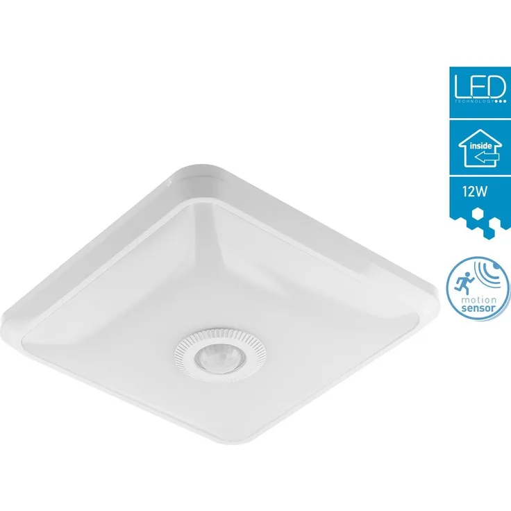 12 W LED Deckenleuchte Treppenleuchte mit Bewegungsmelder Quadrat 25x25 cm 4000K Neutralweiß