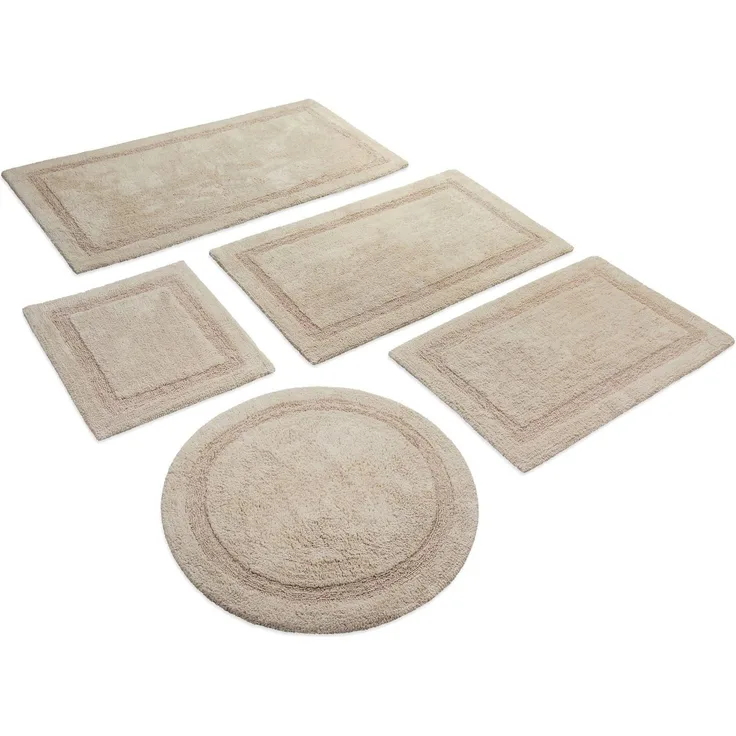 Wecon home Basics Badematte Knut, Höhe 20 mm, Baumwolle, rund, waschbar, rutschfest, strapazierfähig, pflegeleicht, Bordüre, weich