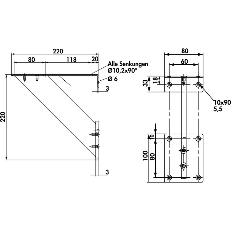 Konsole KORFU 4 edelstahlfarbig Höhe 220 mm / Barkonsole – Bild 2