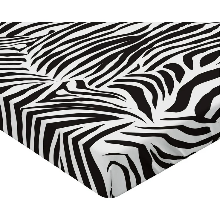 Abakuhaus Spannbettlaken Soft Dekorativer Stoff Bettwäsche Rund-um Elastischer Gummizug, Schwarz-Weiss Wilde Zebra-Linien – Bild 2