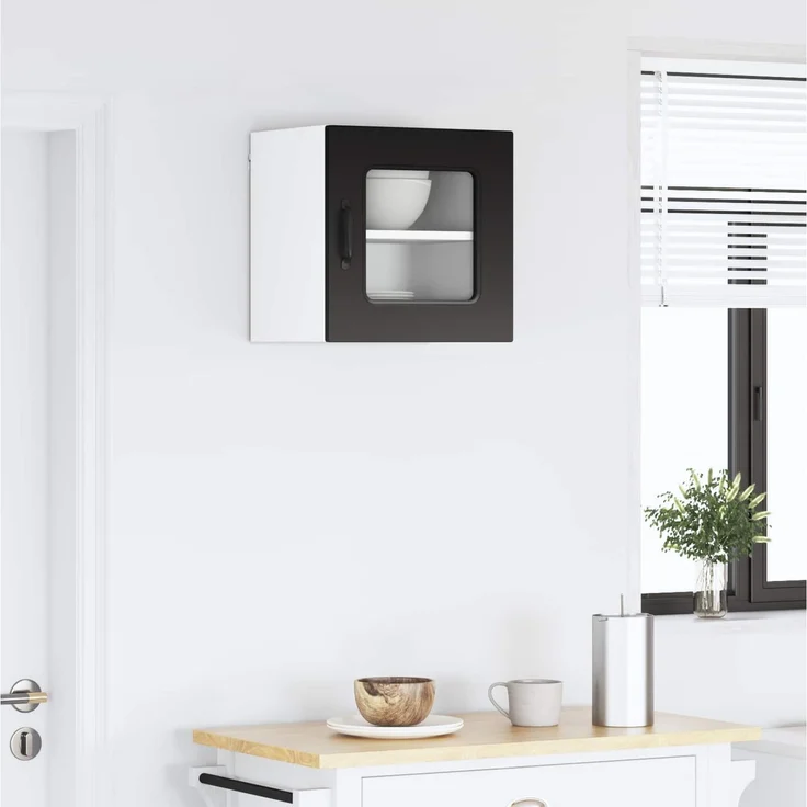 Hängeschrank, Küchenschrank Schwarz 40 x 31 x 40 cm Holzwerkstoff – Bild 4