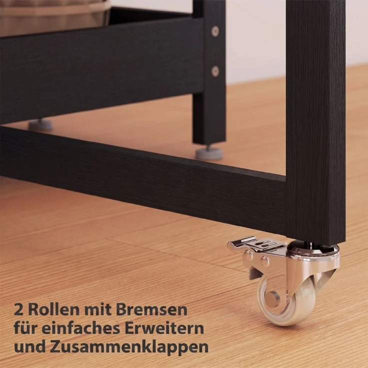 JARDJ Klappbarer Esstisch im Industriedesign, für bis zu 4 Personen, offene Regale, flexibel, Metall, Spanplatte, Schwarz – Bild 5