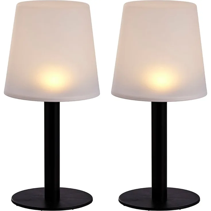 2x LED Solarleuchte, Tischlampe, schwarz weiß, H 31 cm