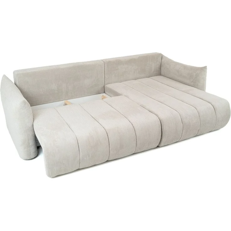 Ecksofa Schlafsofa ONTARIO in Stoff Poso Hellgrau Ottomane Rechts – Bild 3