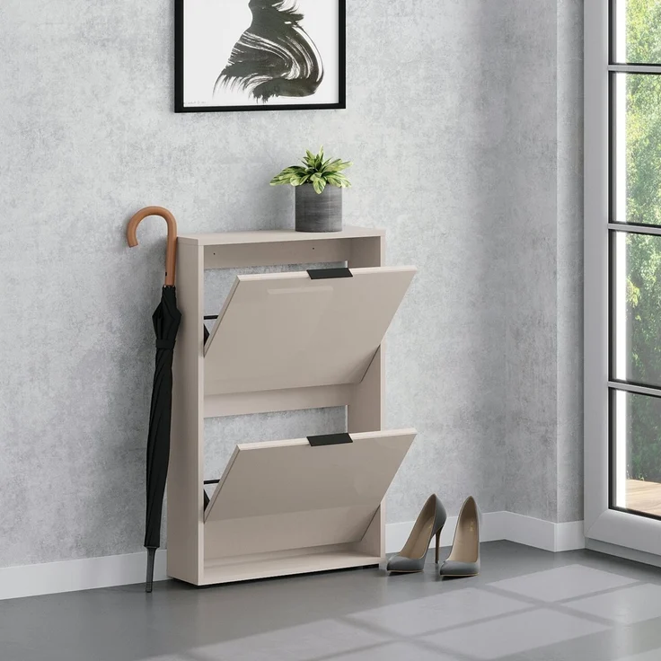 XORA 'JANA' Schuhkipper, Holznachbildung Glas Kaschmir, 60 x 93 x 17 cm, Platz für 4 Paar Schuhe – Bild 4