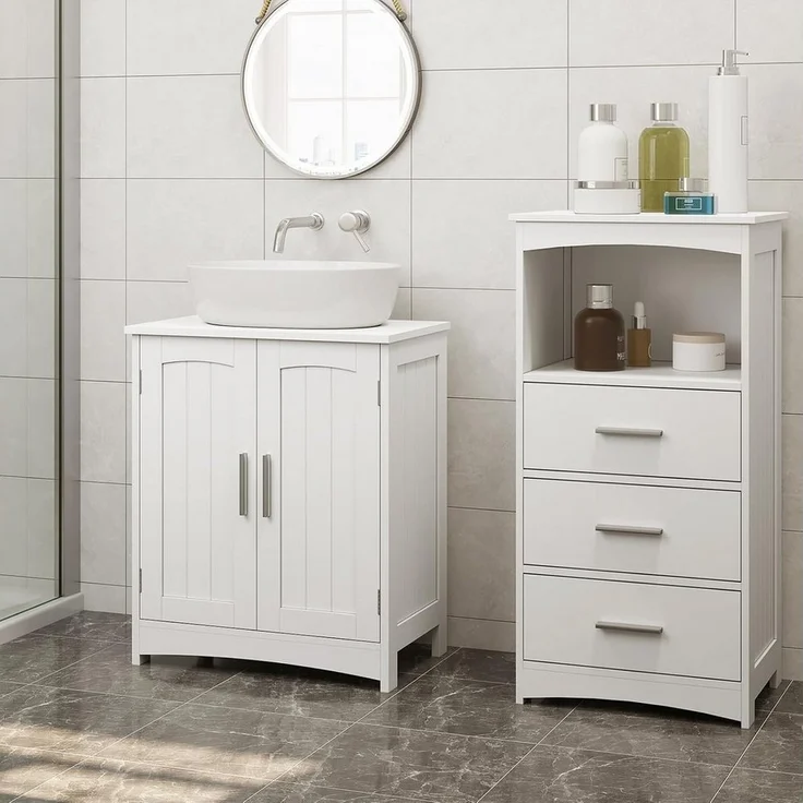 EUGAD Waschbeckenunterschrank (1-St) Badschrank mit 2 Türen&verstellbare Ablage freistehend – Bild 3