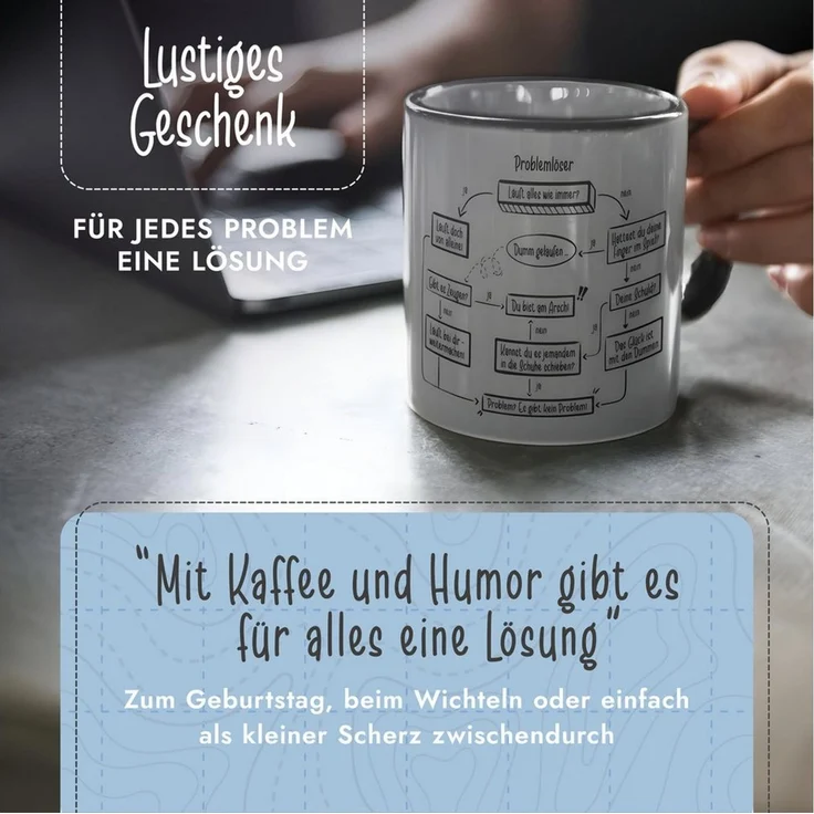 Amari Tasse Problemlöser Spruch, lustige Geschenkidee Kollege Kollegin Chef Nr. 20, Keramik, Kaffeetasse Teetasse Bürotasse 330 ml Geschenkbox Geburtstag – Bild 2