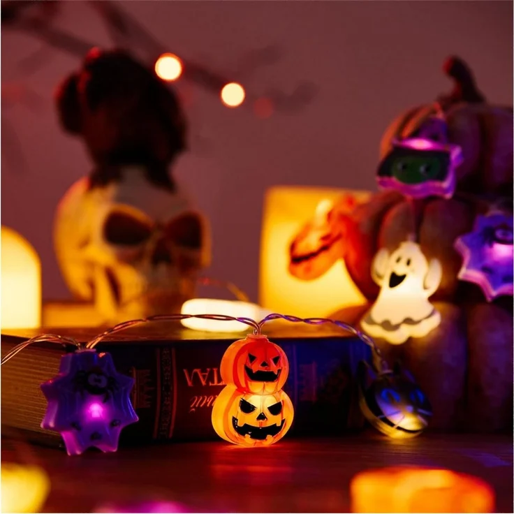 Bomiclss LED-Lichterkette 3M Halloween-LED-Lichterkette mit Kürbis-Laternen – Bild 4