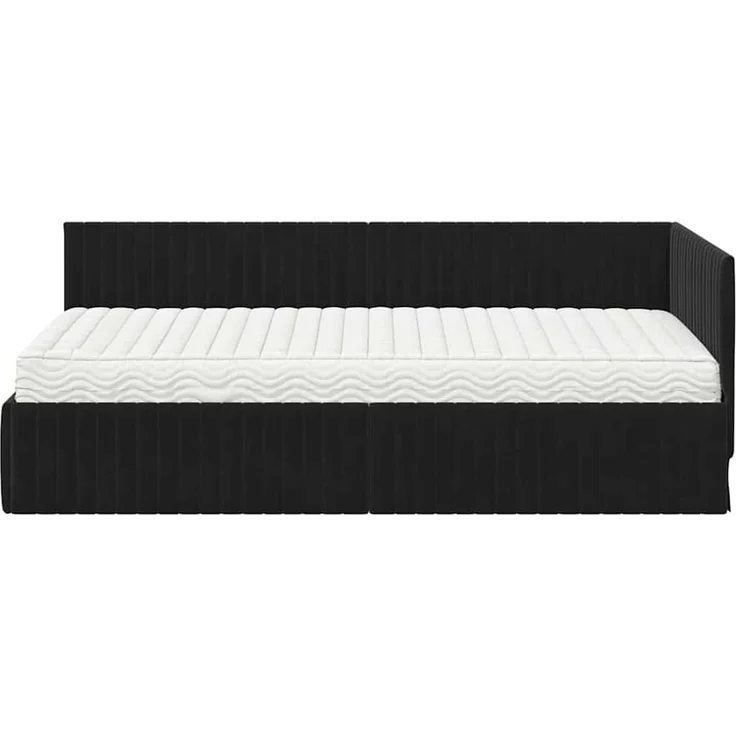 vidaXL Eckbettgestell mit Matratze mit Kopfteil 2 pcs Schwarz Samt 3393823 – Bild 5