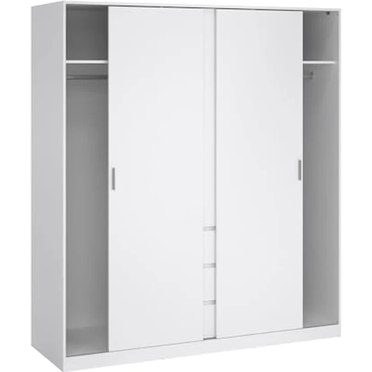 Dmora - Kleiderschrank 3 Türen Delphine, Schlafzimmermöbel, Schrank, Garderobe, 177x60 h200 cm, Weiß – Bild 6