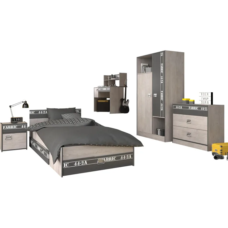 Jugendzimmer Fabric 11 von Parisot 6 teiliges Komplett Set in Esche und Grau - MD111030