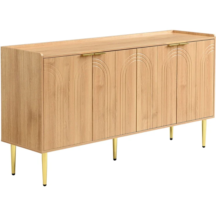 ZUBALIYA Sideboard 140x38x75 cm, aus MDF, Natur – Bild 14