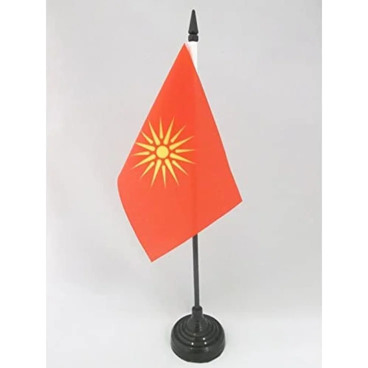 AZ FLAG - Tischflagge Mazedonien Alt - 15x10 cm - Makedonische Tischfahne 10x15 Cm - Flaggen