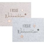 Levandeo® Platzset, 2er Set Platzset Frohe Weihnachten Filz Grau Beige Tischset XMAS