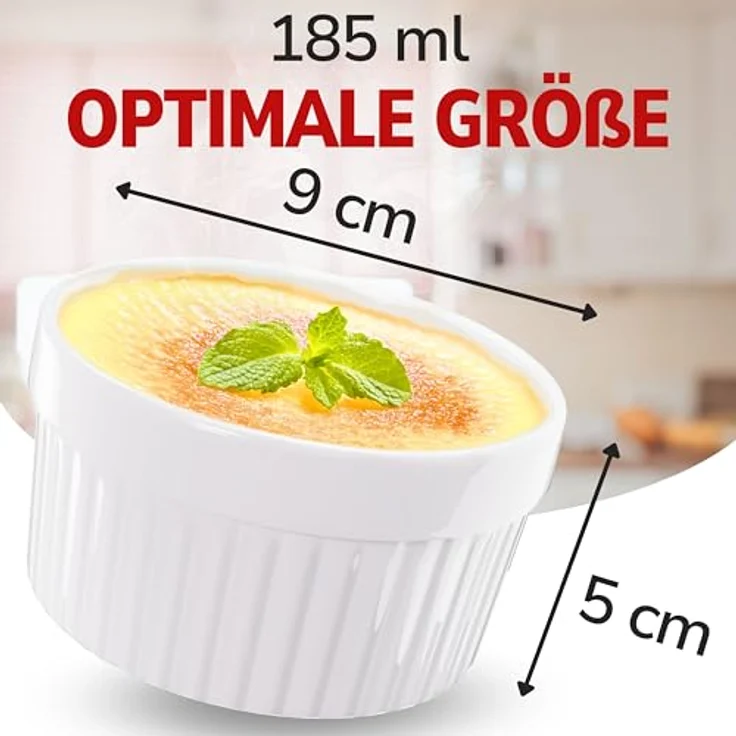 ToCi Auflaufform Creme Brulee Schälchen Sets 9 cm Förmchen aus Keramik 185 ml Weiß, (12-St) – Bild 3