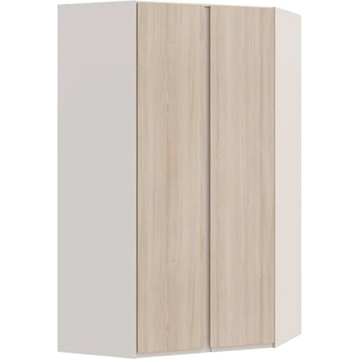 Forte PANOPTIK Eckkleiderschrank 120, moderner Schrank, 2-türig, Schlafzimmer, Jugendzimmer, platzsparend, Kaschmir|Beige|Riva Eiche Holzdekor, 116,8 cm breit x 210,5 cm hoch x 117 cm tief – Bild 4