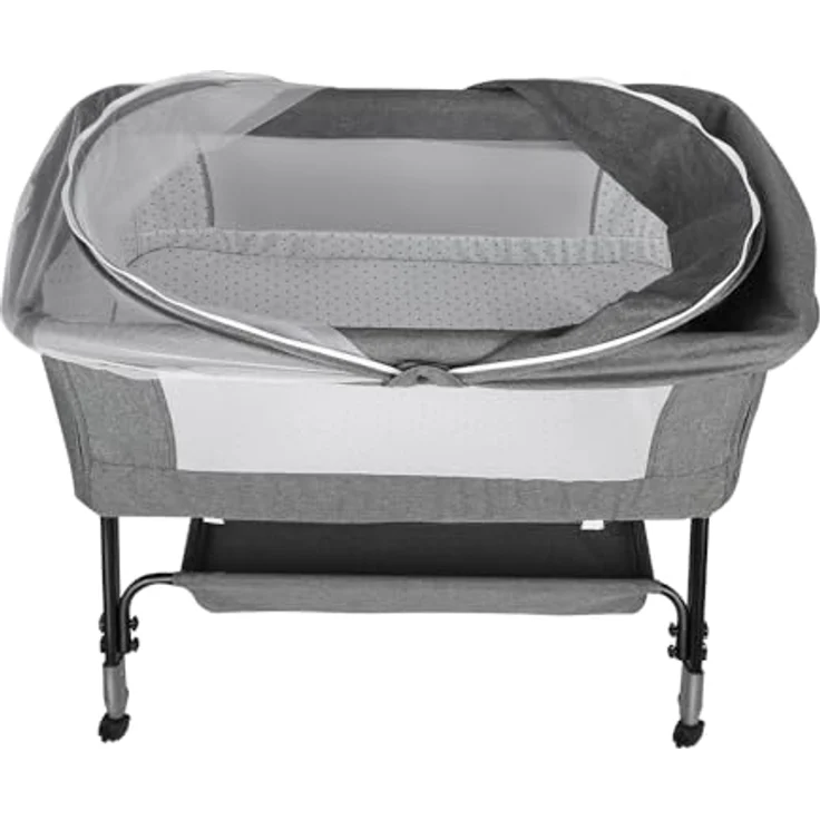 HUOLE 3 in 1 Beistellbett & Babywiege & Reisebett, 4-stufig Höhenverstellbares Babybett, neigbar, Kinderbett, Stubenwagen für Babys bis 25kg belastbar-104 * 52 * 100-110cm – Leinengrau – Bild 3