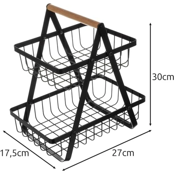 Ruhhy Brotkorb Obstkorb Gemüsekorb, Stahl, (Spar-Set, 1-tlg, dekorativ), elegante 2-stöckige Küchendekoration – Bild 2