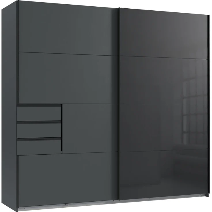 Schlafzimmer-Set >Tilburg< (5tlg.) Bett 188x92x210cm, Schrank, 2 Nachtkommoden, Sideboard, Grafit – Bild 2