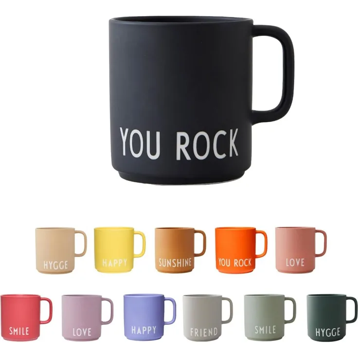 AJ Porzellan Henkel Kaffeebecher You Rock Design Letters Kaffeetasse Deko Becher