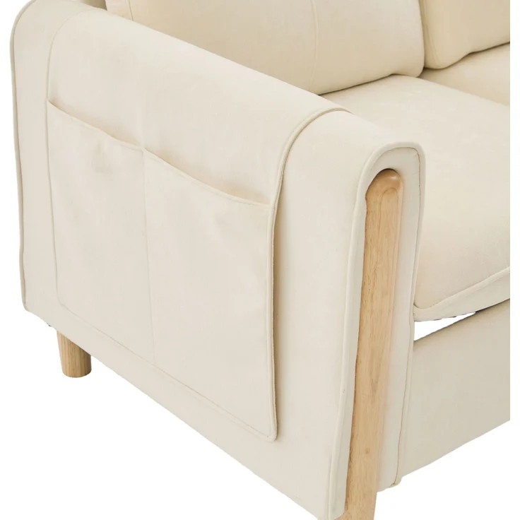 DESVIAE Sofa 3-Sitzer mit Stauraumhocker 201x77x86 cm Chenille Beige – Bild 9