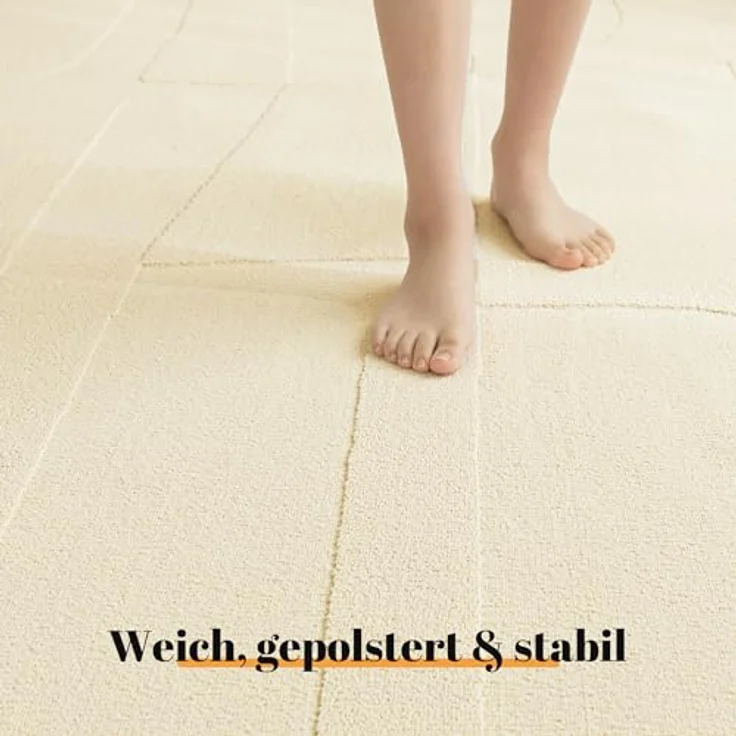 Sonive Geometrisch Teppich Wasserabweisend rutschfest 200×290 cmBeige | Weiche Fußmatte Außen Innen für Wohnzimmer, Schlafzimmer, Kinderzimmer Waschbarer Küchenteppich – Bild 2