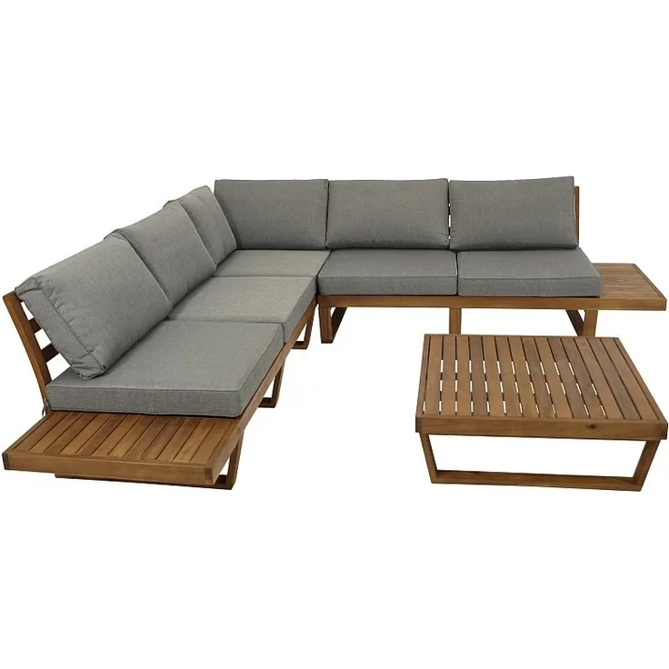 FRG Lounge Set mit Polstern, Akazienholz natur / grau