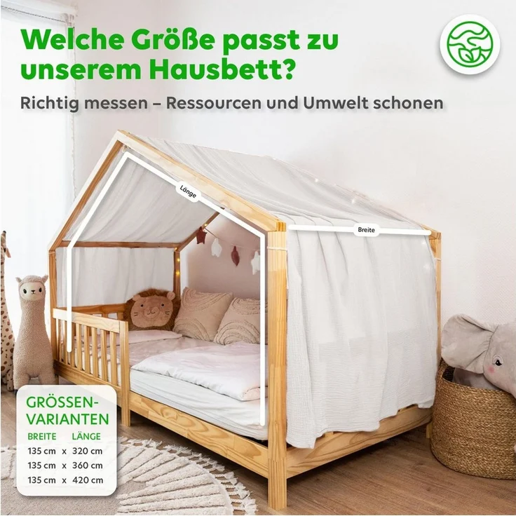 lilimaus Betthimmel, Musselin Baumwolle, Weiß, 135 x 320cm – Bild 3