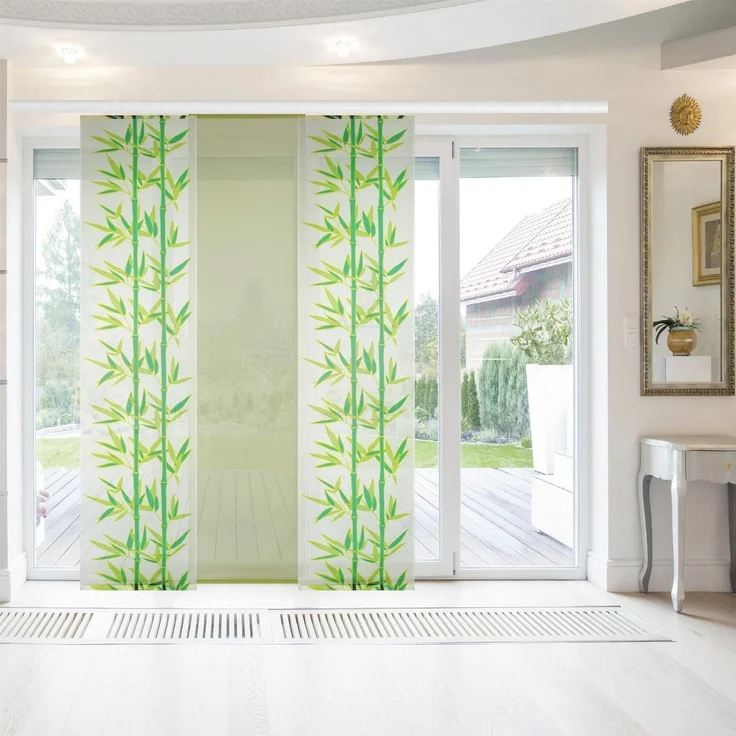 Bestlivings Flächenvorhang Elena 3er Pack "mit Druck / Motiv" 60 x 260 cm (B x H) in Dunkelgrün Tropical, Schiebevorhang mit Print – Bild 1