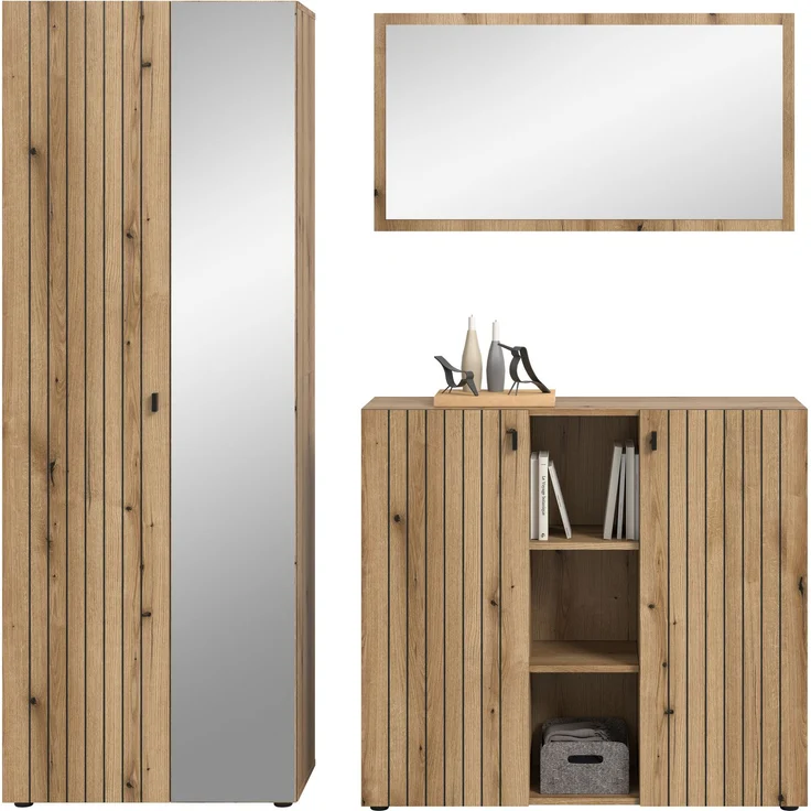 Garderobenkombination (B/H/T: 191x192x37 cm) in Evoke Oak Nachbildung – Bild 2