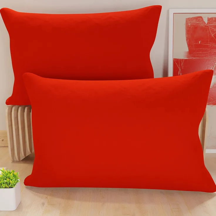 PETTI Artigiani Italiani – 2er-Set Kissenbezüge 80x40 cm aus Mikrofaser, Zierkissenbezüge für Schlafzimmer & Sofa, Uni Rot, 100 % Made in Italy