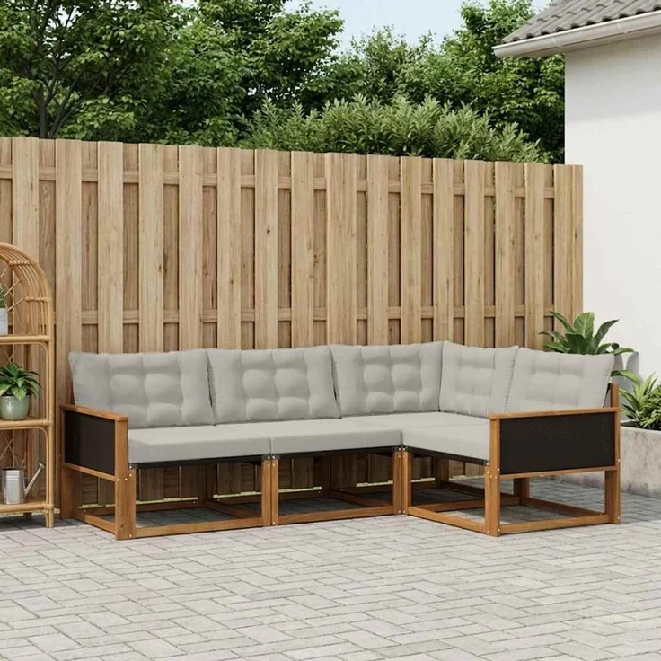 vidaXL Outdoor-Sofagarnitur 4 stk. 4-Sitzer Natur und Hellgrau 3381383 – Bild 1