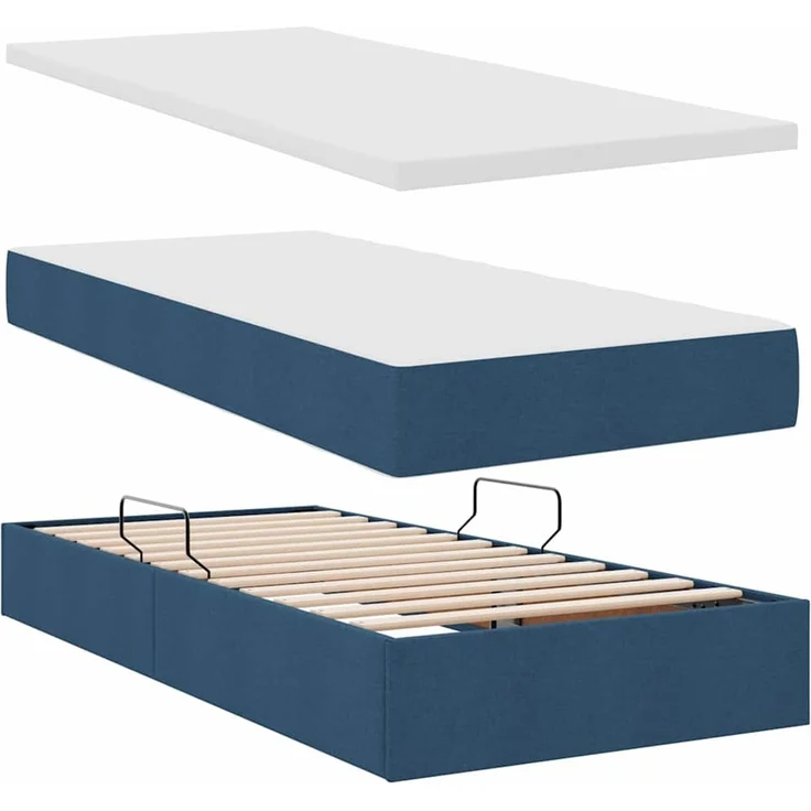 vidaXL LED-Speicherbett mit Matratze Blau 90 x 190 cm Stoff 3371243 – Bild 9