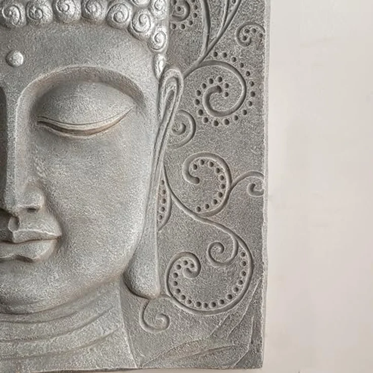 K&L Wall Art Wanddekoobjekt Buddha Wandskulptur Steinoptik asiatische Feng Shui Deko 3D Wandfigur (Buddha Wandbild), mit Seilaufhängung – Bild 6