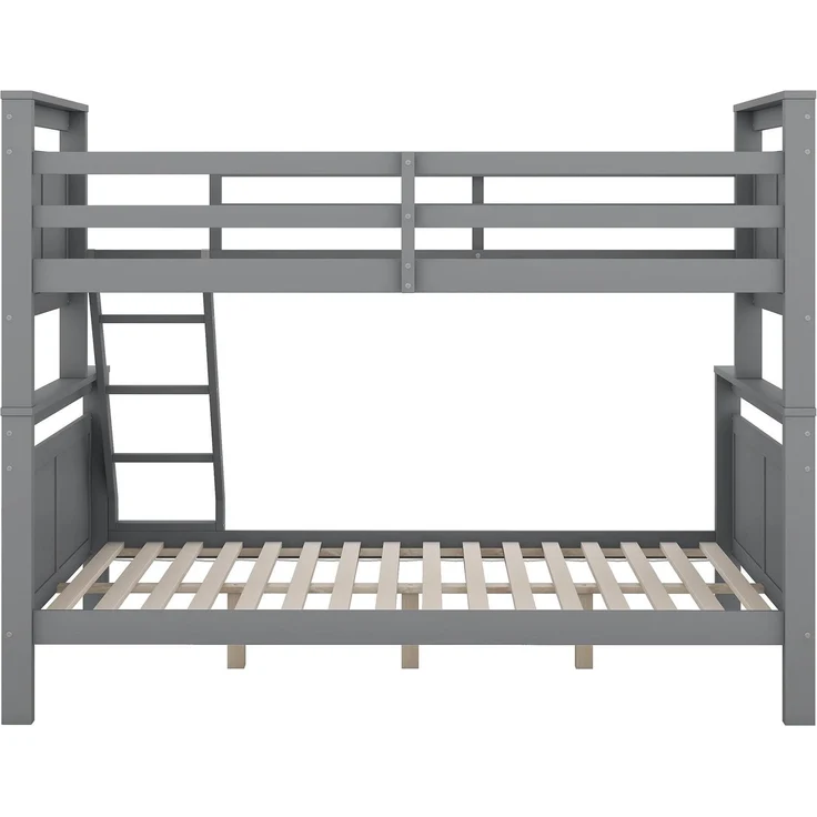 Etagenbett Kinderbett 90x200 / 140x200 cm umbaubar in 2 Einzelbetten, Hochbett mit Leiter und Sicherheitsgeländer,Grau – Bild 10